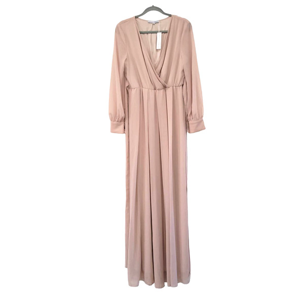 Baltic Born Lydia Maxi Dress in Natural V-Neck Cuff Long Sleeve Chiffon Dress M - Picture 3 of 12